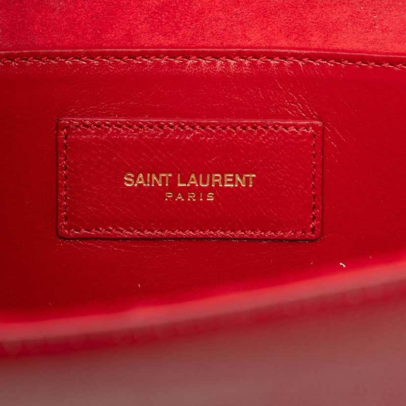 Saint Laurent Grain de Poudre Monogram Cassandre Clutch Red Leather Very good condition - Box View