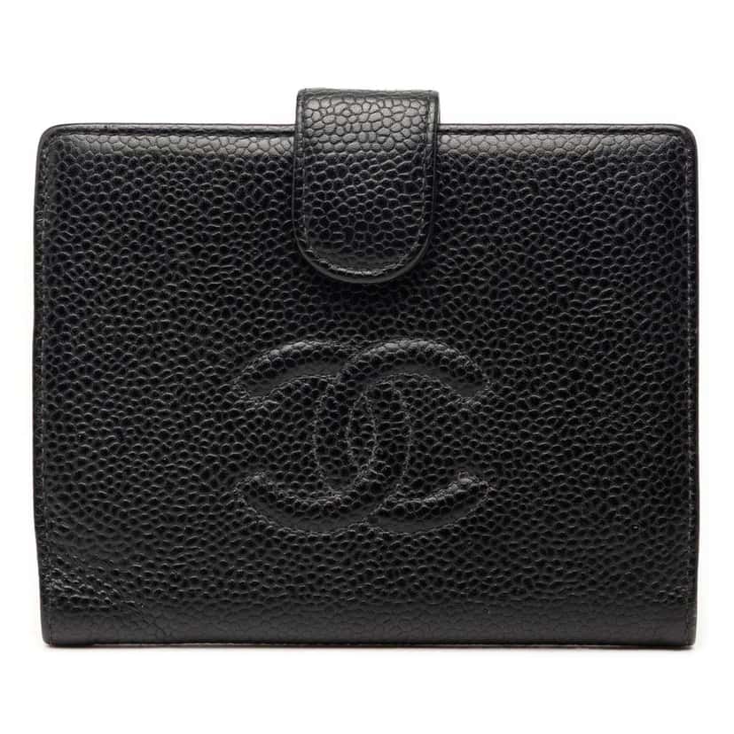 Chanel CC Caviar French Wallet Black Leather Very good condition - Front View
