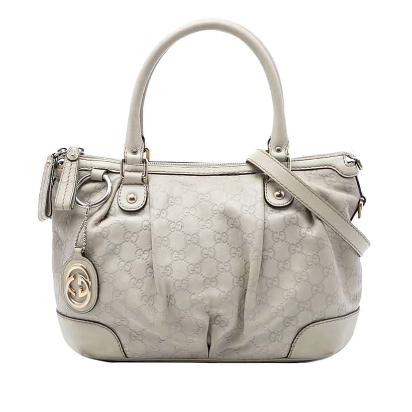 Gucci Guccissima Sukey Satchel White Leather Very good condition - Front View