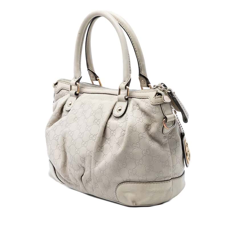 Gucci Guccissima Sukey Satchel White Leather Very good condition - Back View