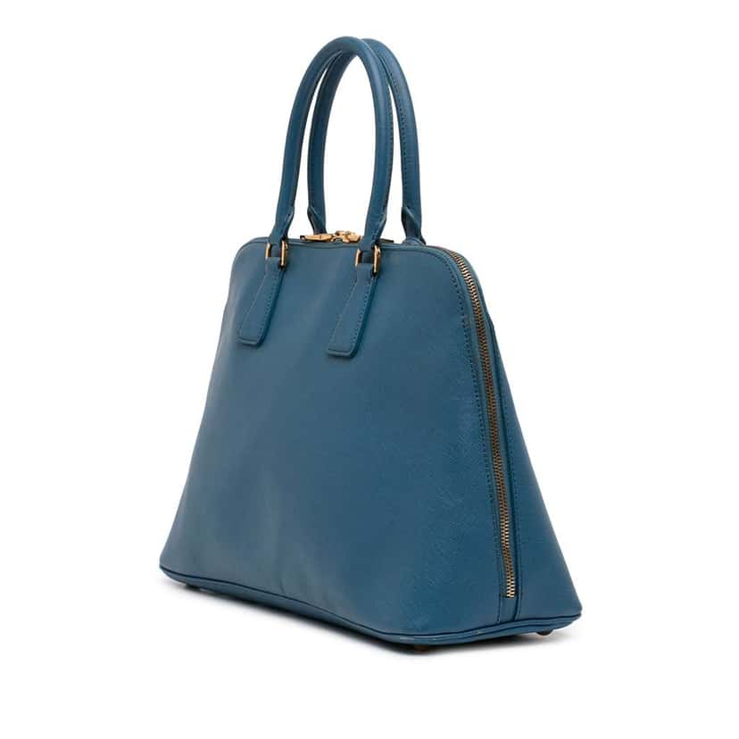 Prada Large Saffiano Lux Promenade Satchel Blue Leather Very good condition - Back View