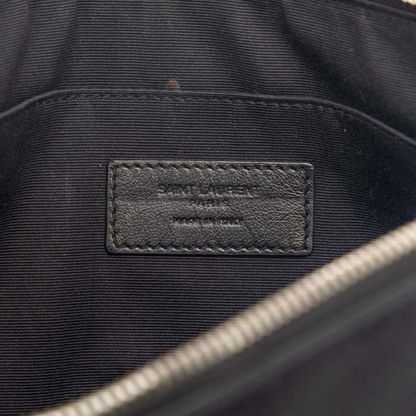 Saint Laurent Grain De Poudre Zip Clutch Black Leather Very good condition - Box View