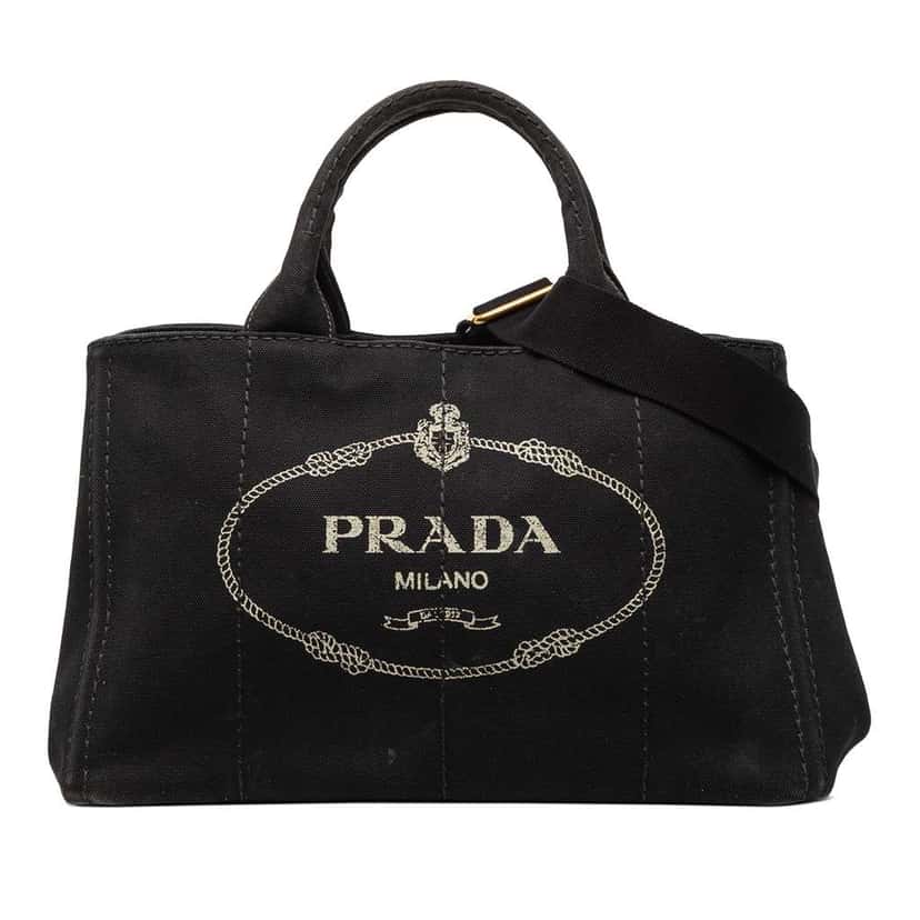 Prada Canvas Canapa Logo Satchel Black Canvas Very good condition - Front View