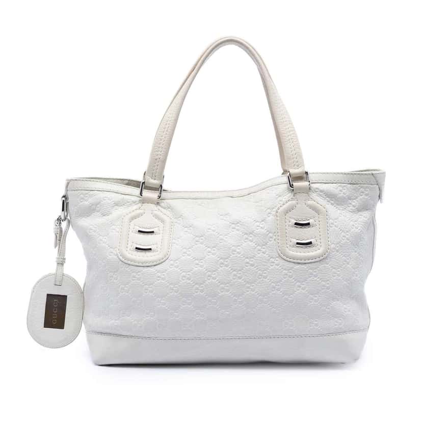 Gucci Guccissima Techno Tag Tote White Leather Very good condition - Front View