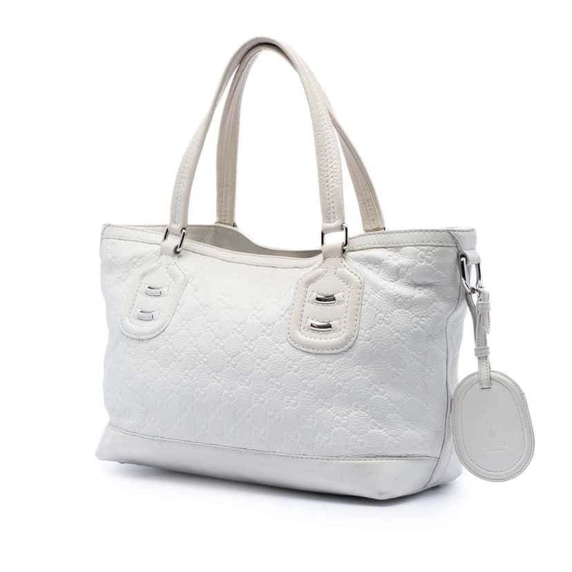 Gucci Guccissima Techno Tag Tote White Leather Very good condition - Back View