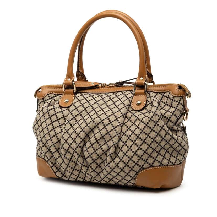 Gucci Diamante Canvas Sukey Satchel Beige Very good condition - Back View