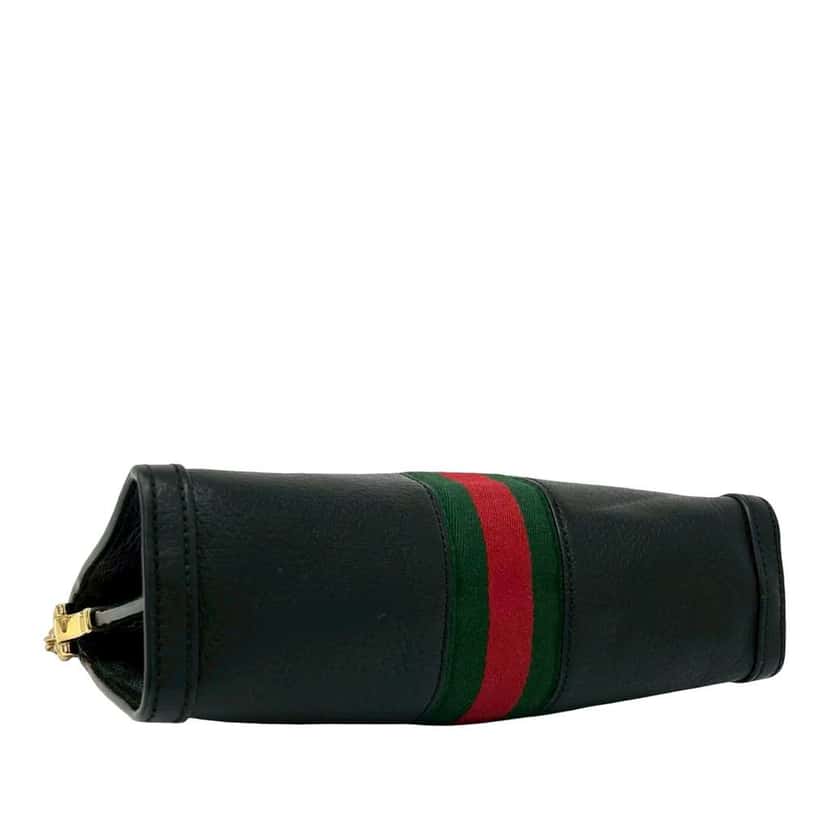 Gucci Small Calfskin Web Ophidia Chain Crossbody Black Leather Very good condition - Inside View