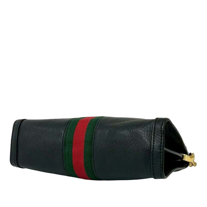 Gucci Small Calfskin Web Ophidia Chain Crossbody Black Leather Very good condition - Model View