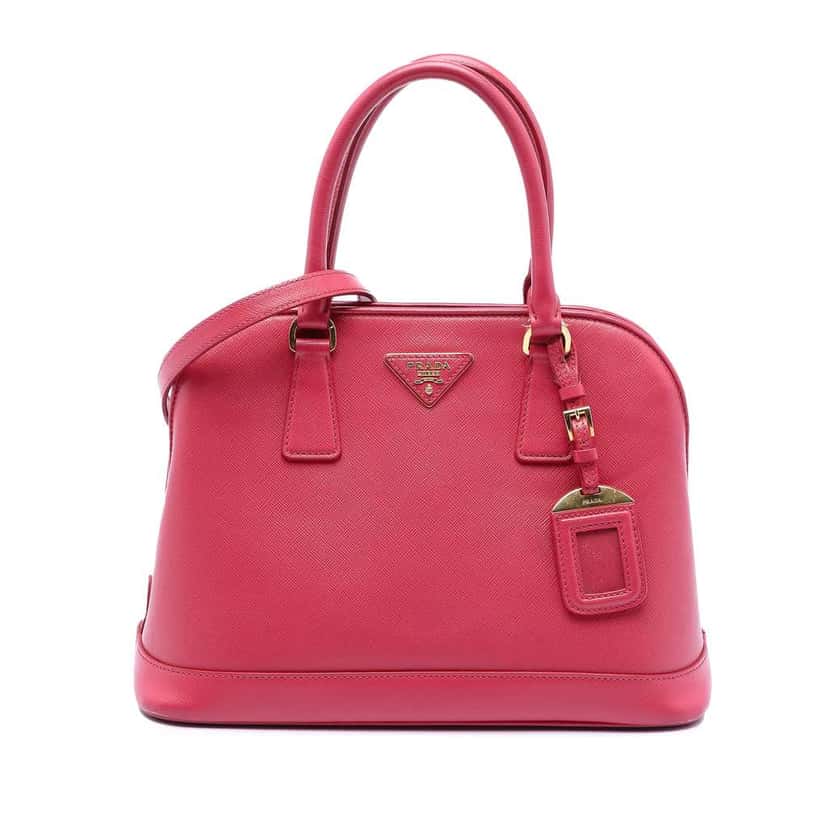 Prada Medium Saffiano Lux Open Promenade Satchel Pink Leather Very good condition - Front View