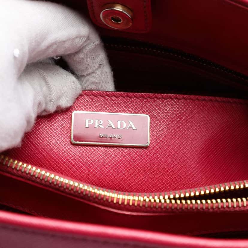 Prada Medium Saffiano Lux Open Promenade Satchel Pink Leather Very good condition - Box View