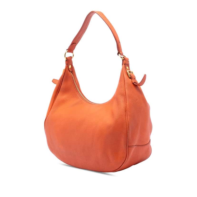 Prada Vitello Daino Zip Top Hobo Orange Leather Very good condition - Back View