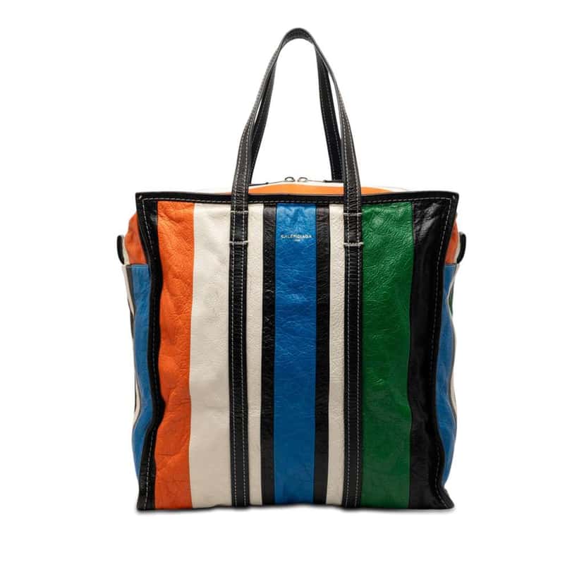 Balenciaga Lambskin Bazar Shopper Satchel M Blue Leather Very good condition - Front View