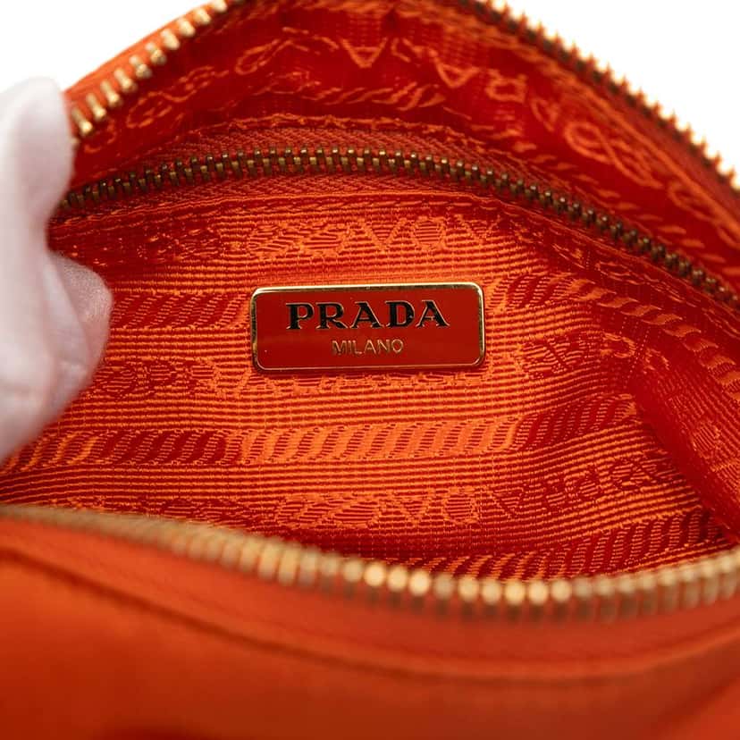 Prada Tessuto Pouch Orange Very good condition - Box View