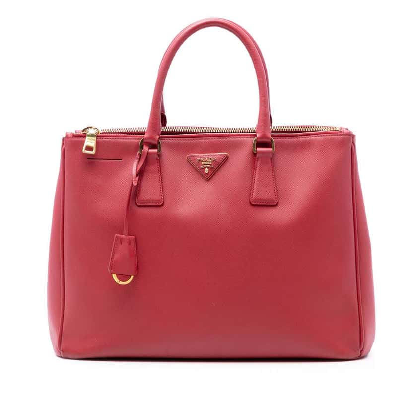 Prada Large Saffiano Lux Galleria Double Zip Satchel Red Leather Very good condition - Front View