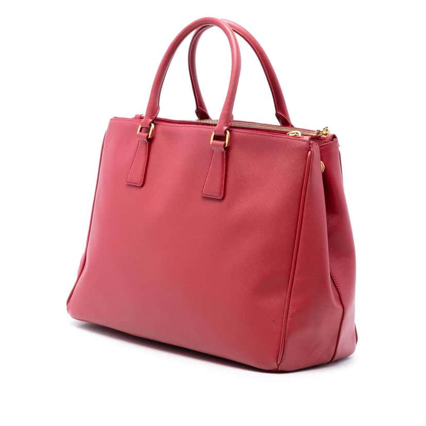 Prada Large Saffiano Lux Galleria Double Zip Satchel Red Leather Very good condition - Back View