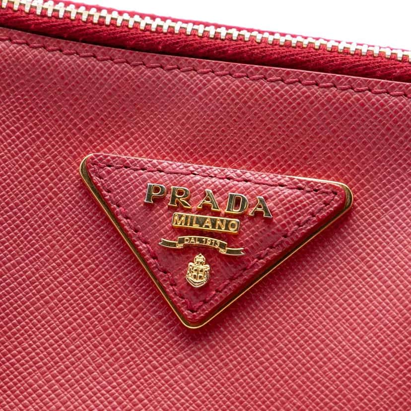 Prada Large Saffiano Lux Galleria Double Zip Satchel Red Leather Very good condition - Box View