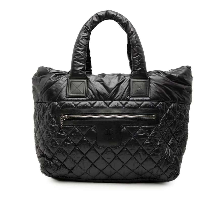 Chanel Medium Quilted Nylon Reversible Coco Cocoon Tote Black Very good condition - Front View
