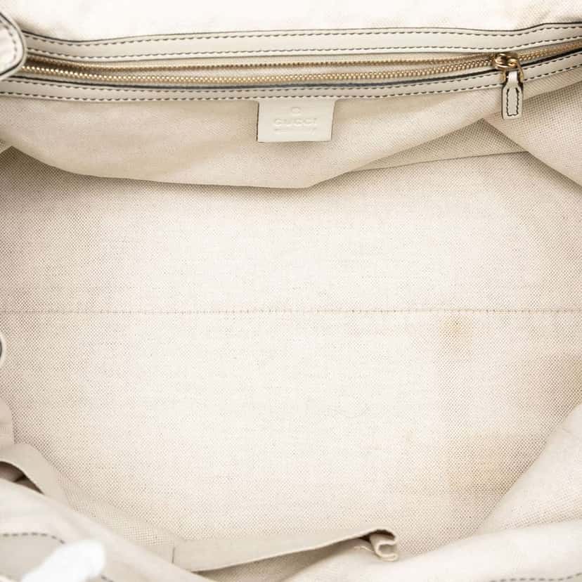Gucci Large Guccissima Emily Chain Shoulder Bag White Leather Very good condition - Model View