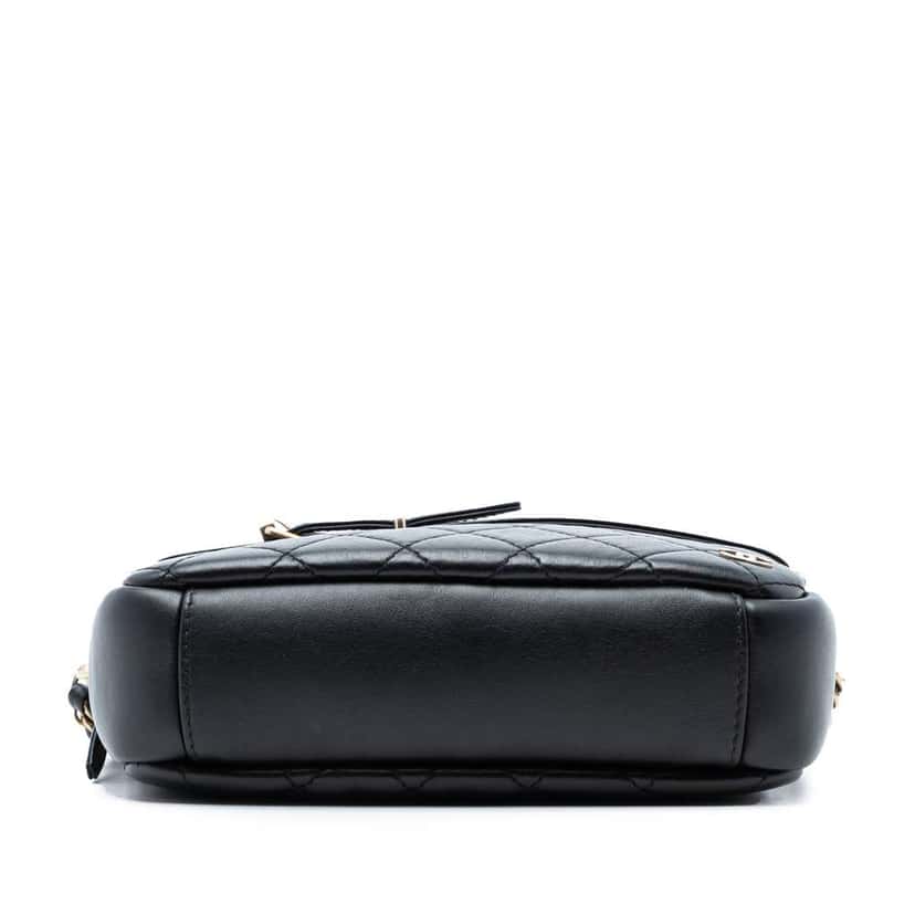 Chanel Small Quilted Lambskin Buckle Camera Bag Black Leather Very good condition - Inside View