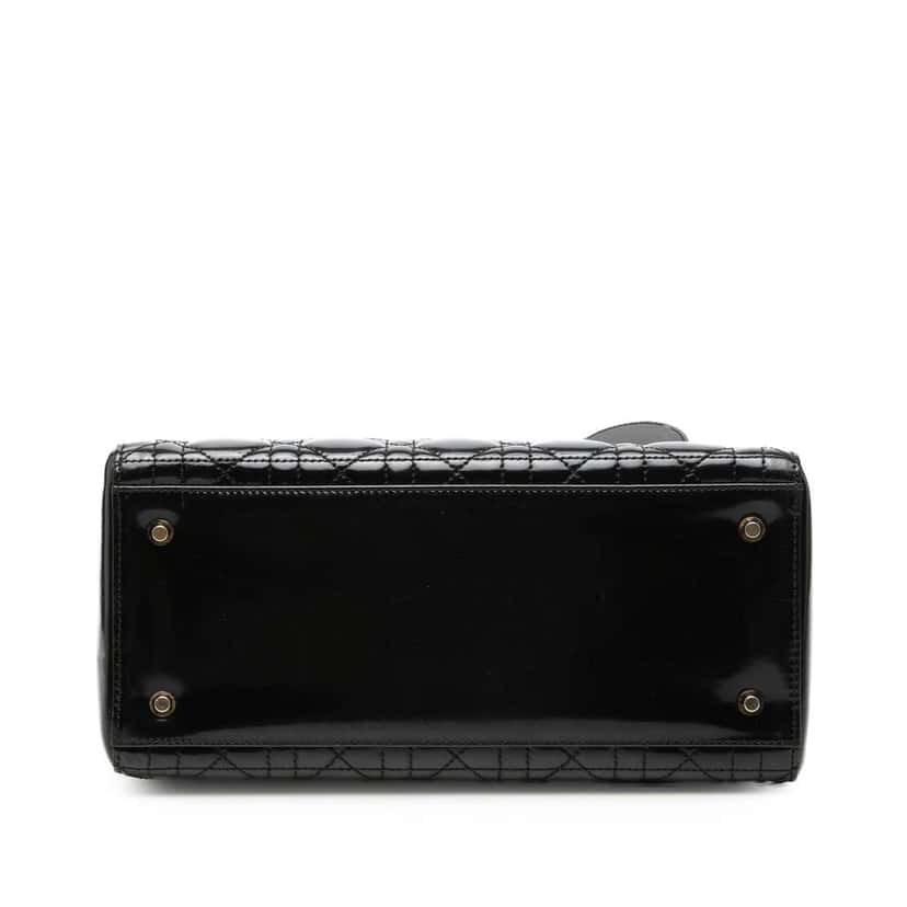 Dior Medium Patent Cannage Lady Dior Black Leather Very good condition - Inside View