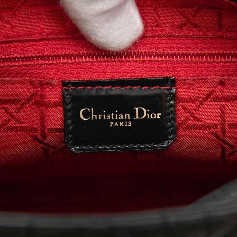 Dior Medium Patent Cannage Lady Dior Black Leather Very good condition - Box View