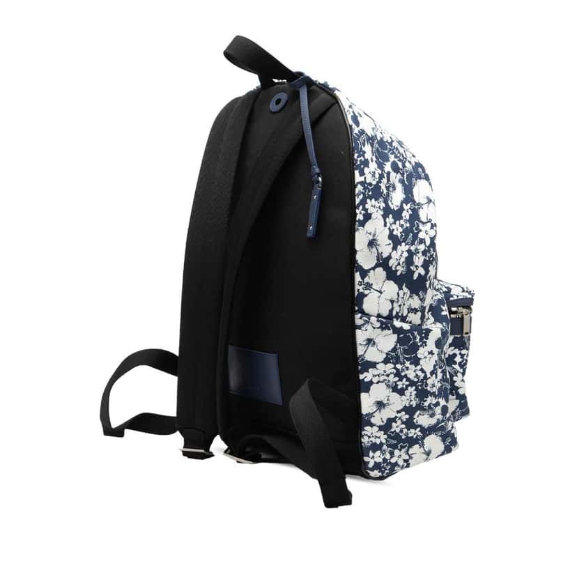 Saint Laurent Canvas Hibiscus Flower City Backpack Blue Canvas Very good condition - Back View