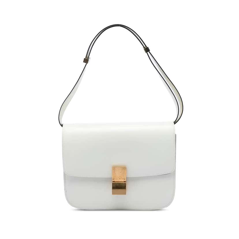 Celine Medium Calfskin Classic Box White Leather Very good condition - Front View