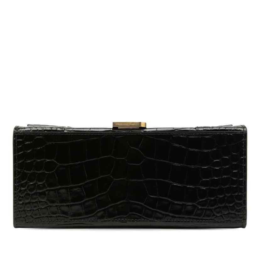 Balenciaga Small Croc Embossed Leather Hourglass Top Handle Bag Black Leather Very good condition - Inside View