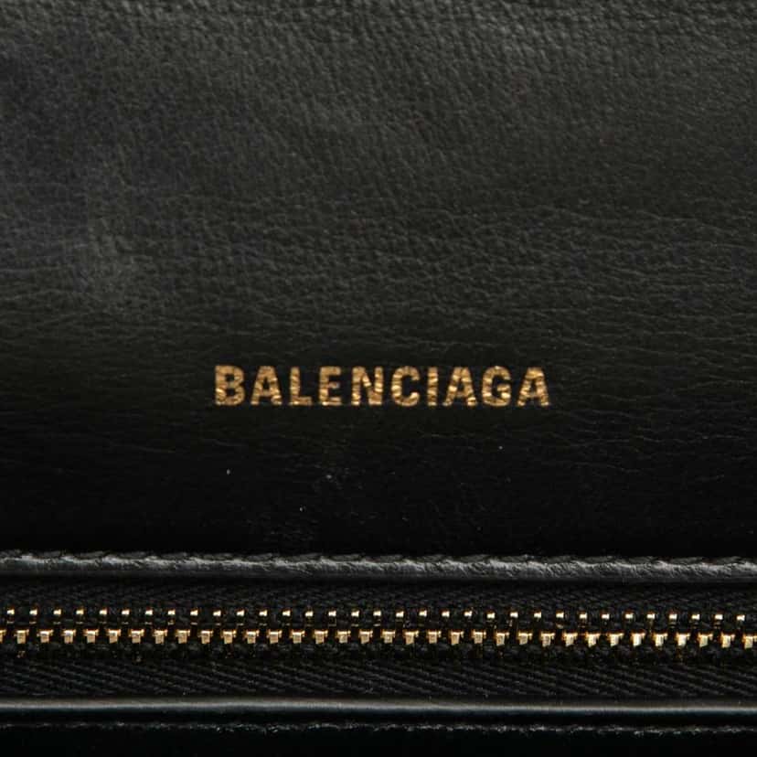 Balenciaga Small Croc Embossed Leather Hourglass Top Handle Bag Black Leather Very good condition - Model View