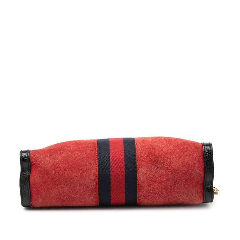 Gucci Small Suede Web Ophidia Chain Crossbody Red Leather Very good condition - Inside View