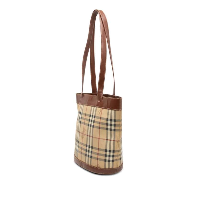 Burberry Haymarket Check Coated Canvas Bucket Bag Beige Canvas Very good condition - Back View