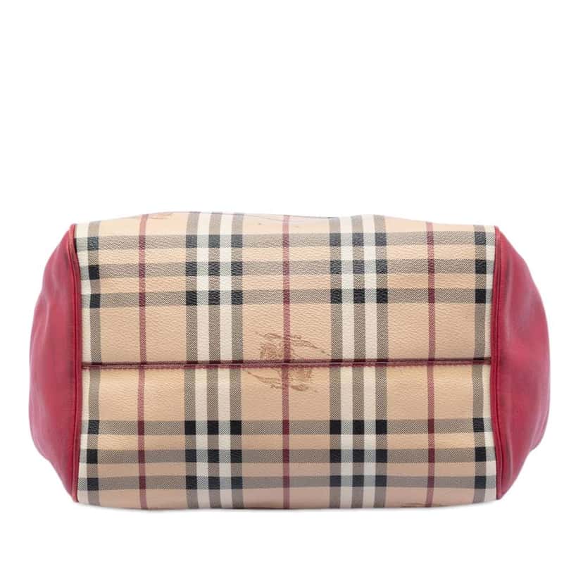 Burberry Small Leather Trimmed Haymarket Check Coated Canvas Canterbury Tote Beige Canvas Very good condition - Inside View