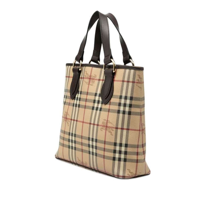 Burberry Haymarket Check Coated Canvas Tote Beige Canvas Very good condition - Back View