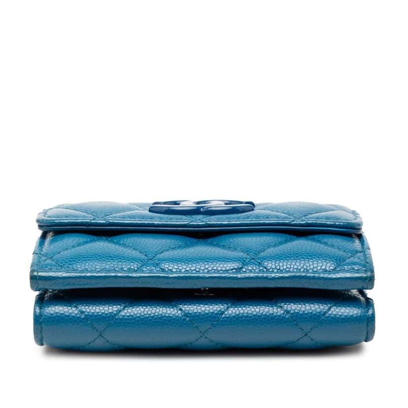 Chanel Quilted Caviar My Everything Trifold Wallet Blue Leather Very good condition - Inside View
