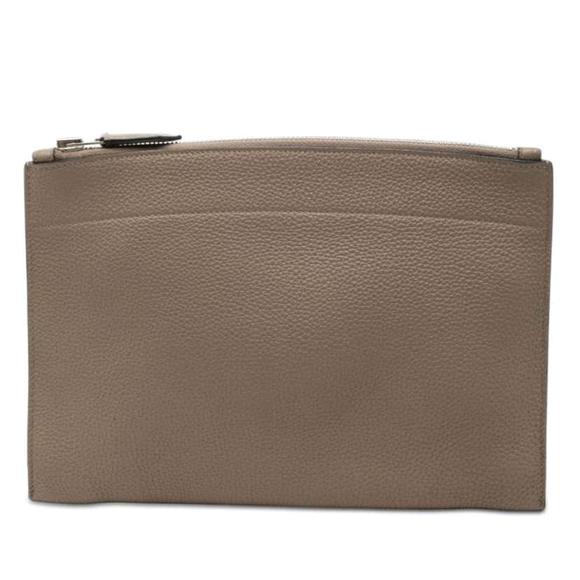 Hermès Togo Bazar Pouch PM Brown Leather Very good condition - Front View