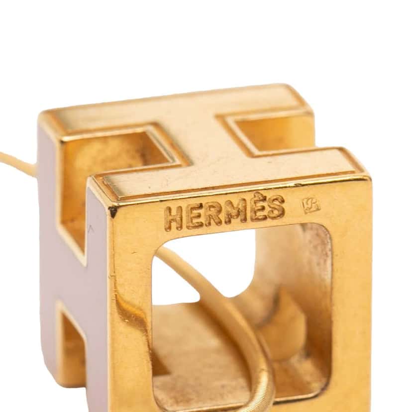 Hermès Gold Plated and Enamel Cage d H Pendant Necklace Gold Metal Very good condition - Inside View