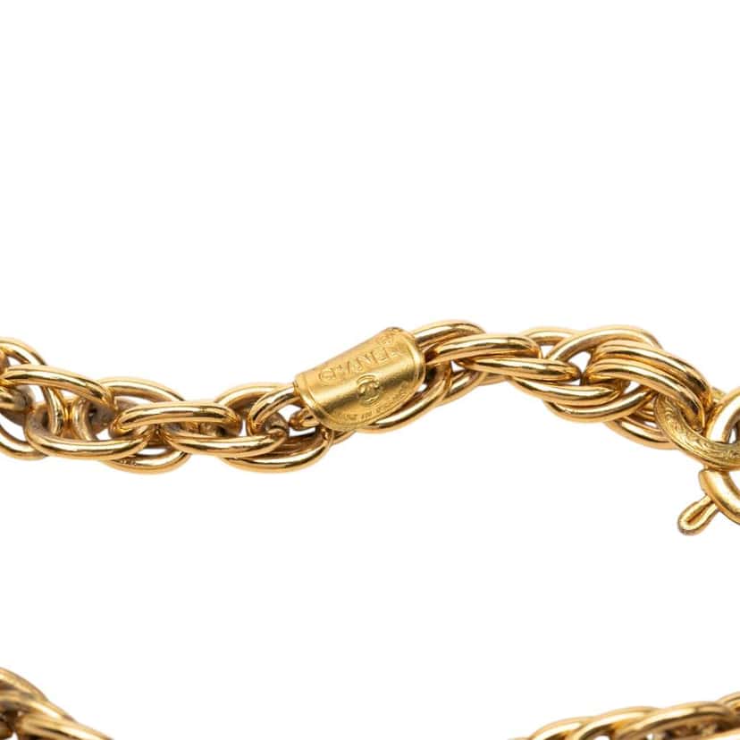 Chanel CC Gold Plated Crystal Pendant Necklace Gold Metal Very good condition - Box View