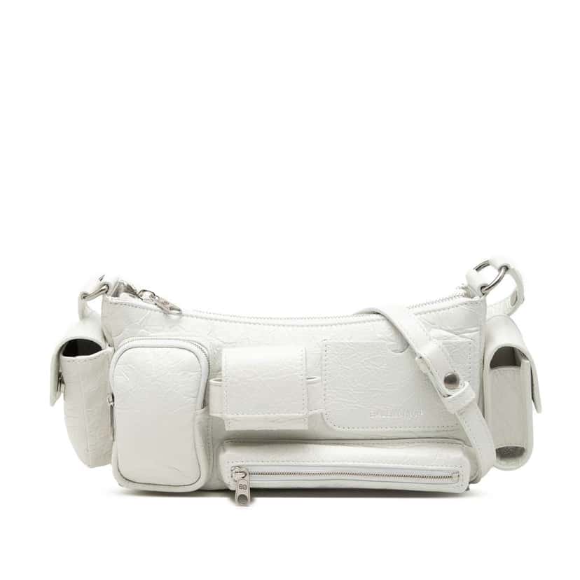 Balenciaga Small Lambskin Superbusy Sling Bag White Leather Very good condition - Front View