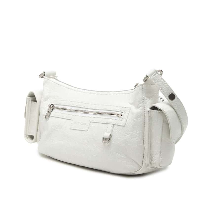 Balenciaga Small Lambskin Superbusy Sling Bag White Leather Very good condition - Back View