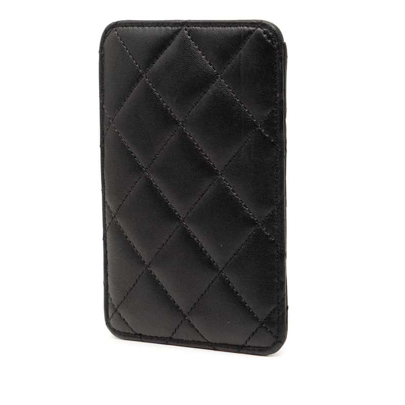 Chanel CC Quilted Lambskin Card Holder Black Leather Very good condition - Back View