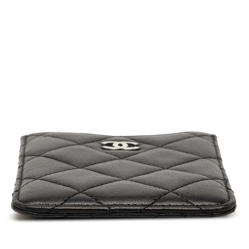 Chanel CC Quilted Lambskin Card Holder Black Leather Very good condition - Inside View