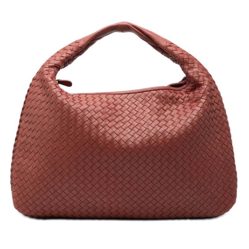 Bottega Veneta Medium Nappa Intrecciato Veneta Hobo Red Leather Very good condition - Front View
