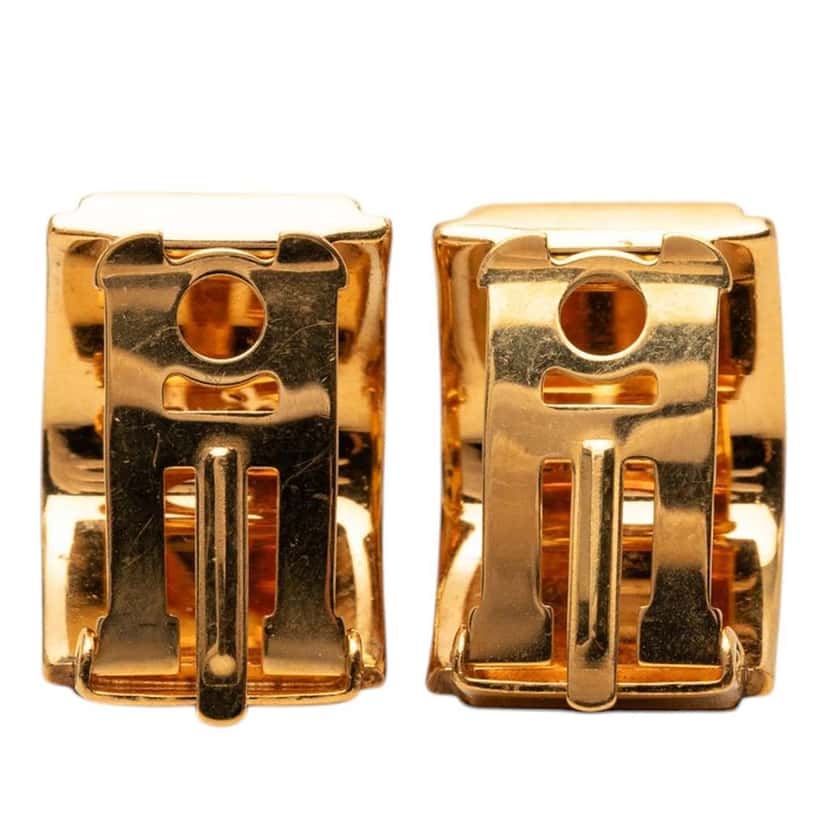 Hermès Enamel Rabbit Print Cloisonne Clip On Earrings Brown Very good condition - Back View