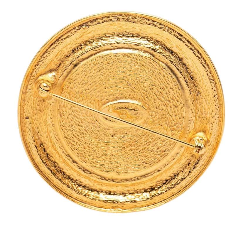 Chanel Gold Plated 31 Rue Cambon Round Brooch Gold Metal Very good condition - Back View