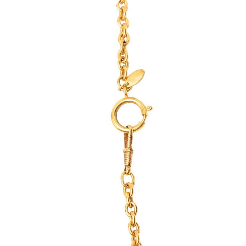 Chanel CC Gold Plated Rhombus Medallion Pendant Necklace Gold Metal Very good condition - Box View