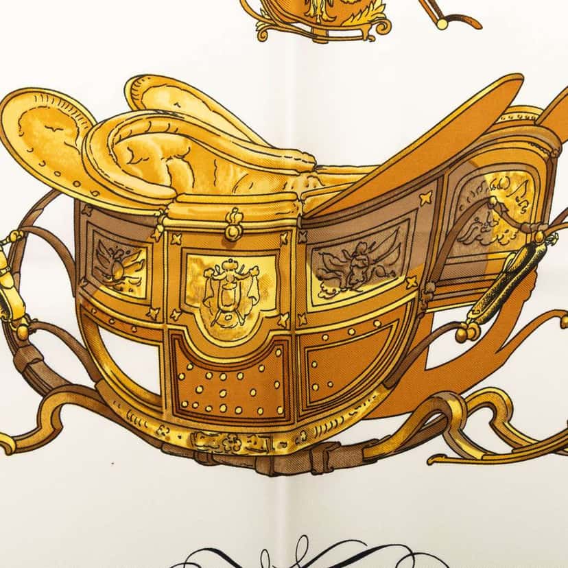 Hermès Springs Silk Scarf 90 Black Silk Very good condition - Model View