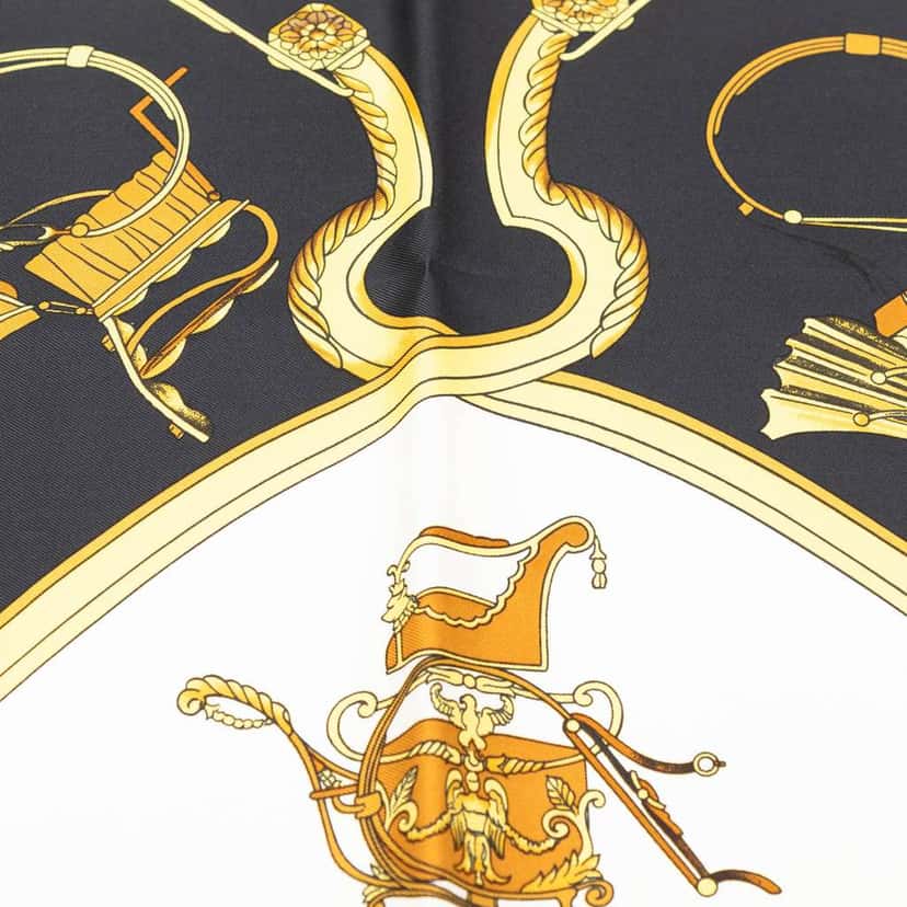 Hermès Springs Silk Scarf 90 Black Silk Very good condition - Box View