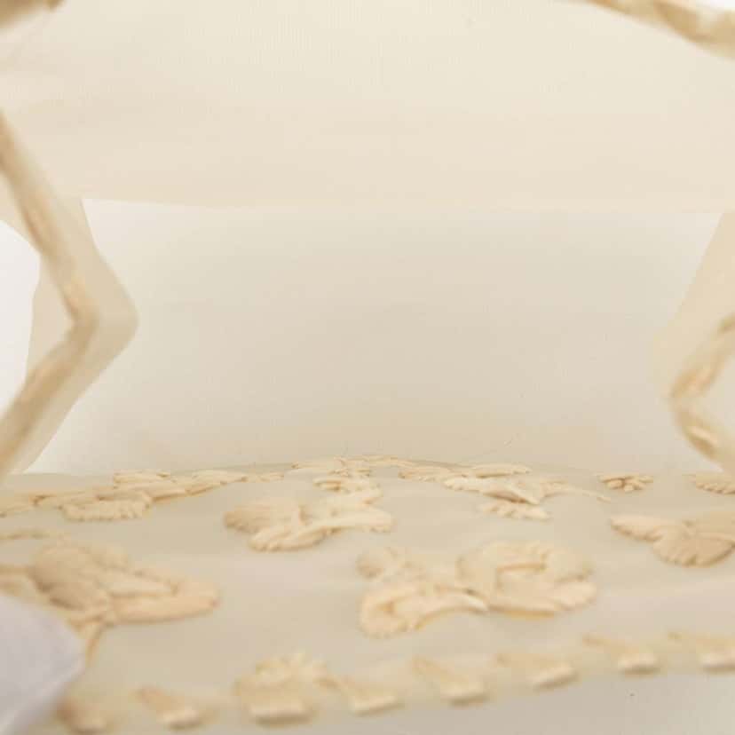 Bottega Veneta Mesh Embroidered Butterfly Handbag Brown Polyester Very good condition - Model View