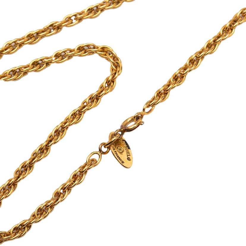 Chanel CC Gold Plated Sunburst Pendant Necklace Gold Metal Very good condition - Inside View