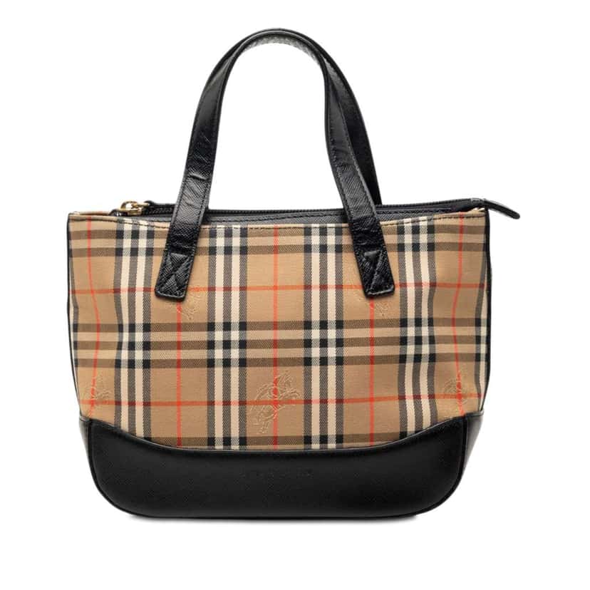 Burberry Haymarket Check Canvas Handbag Beige Canvas Very good condition - Front View